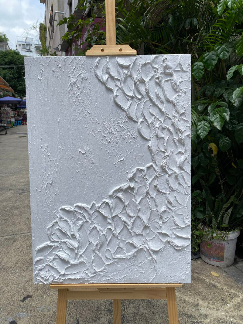 White Texture Plaster Painting #FS39