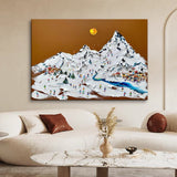 Winter Skiing 3D Texture Plaster Art #CC44