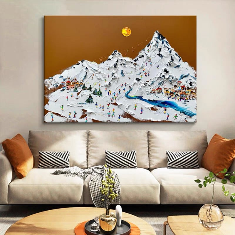 Winter Skiing 3D Texture Plaster Art #CC44