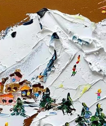 Winter Skiing 3D Texture Plaster Art #CC44