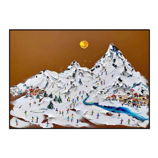 Winter Skiing 3D Texture Plaster Art #CC44