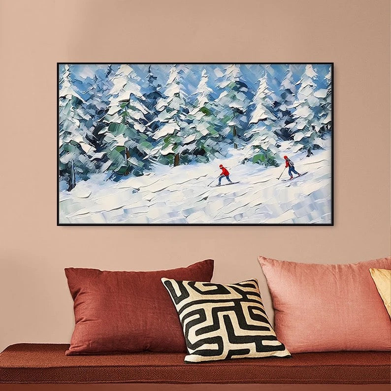 Winter Skiing 3D Texture Plaster Art #CC46