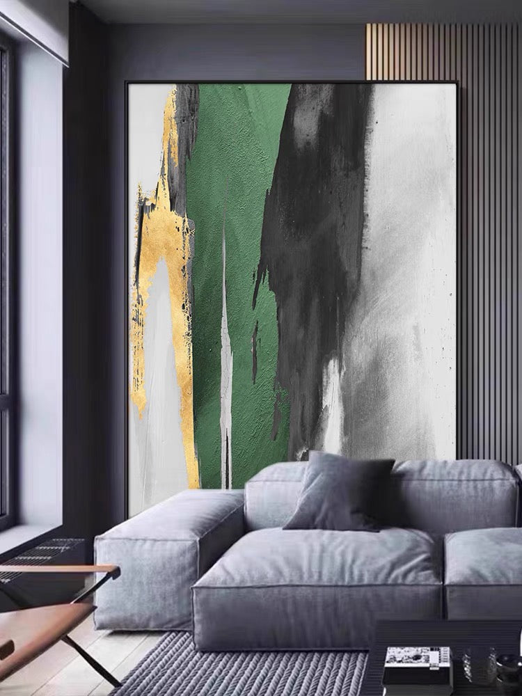 MODERN GREEN ABSTRACT ART #CB46