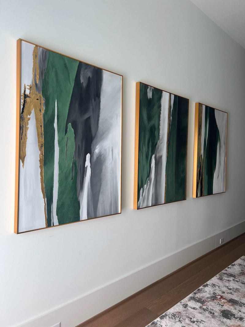 GREEN ABSTRACT (SET OF 3) ART #CB47