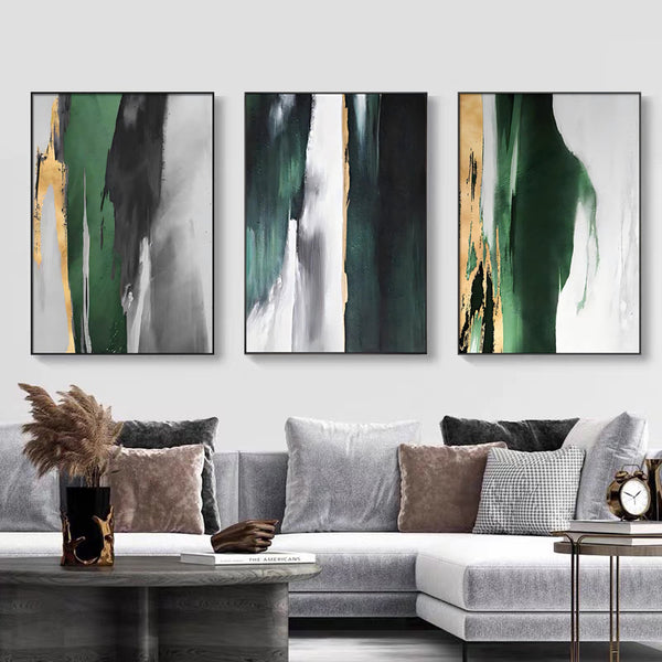 GREEN ABSTRACT (SET OF 3) ART #CB47